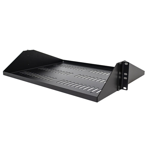 StarTech.com 2U Server Rack Shelf, Center Mounted Universal Vented Rackmount Cantilever Tray for 19" Network Equipment Rack, Heavy Duty Steel, 200lb Capacity, 14" Deep, Black