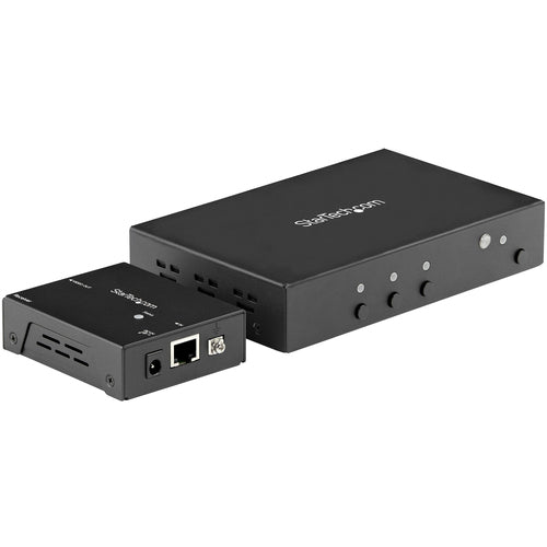 StarTech.com HDMI Extender over CAT6 with 3 Port Video Switch, 4K 30Hz/115ft, HDBaseT HDMI Extender Kit, IR Control, 4K Video over Ethernet w/ Automatic HDMI Switcher, HDMI Switch Box