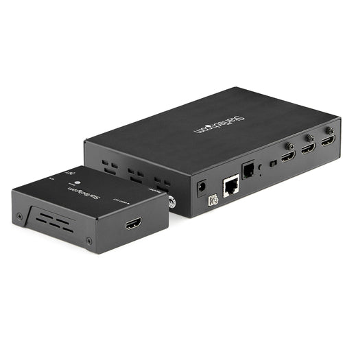 StarTech.com HDMI Extender over CAT6 with 3 Port Video Switch, 4K 30Hz/115ft, HDBaseT HDMI Extender Kit, IR Control, 4K Video over Ethernet w/ Automatic HDMI Switcher, HDMI Switch Box