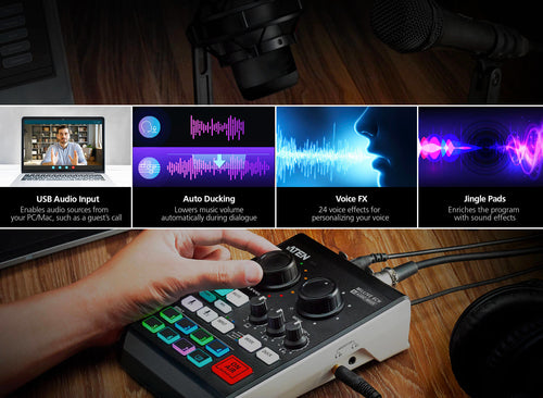 ATEN Podcast AI Audio Mixer | MicLIVE 6-CH