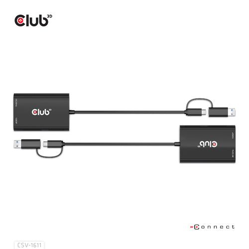 CLUB3D USB Gen1 Type-C/-A to Dual HDMI (4K/30Hz) / VGA (1080/60Hz)