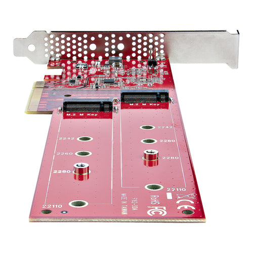 StarTech.com Dual M.2 PCIe SSD Adapter Card, PCIe x8 / x16 to Dual NVMe or AHCI M.2 SSDs, PCI Express 4.0, 7.8GBps/Drive, Bifurcation Required - Windows/Linux Compatible