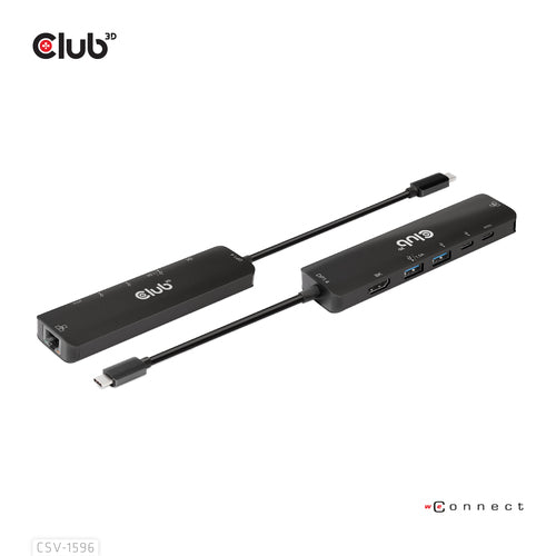 CLUB3D USB Gen1 Type-C, 6-in-1 Hub with HDMI 8K30Hz, 2xUSB Type-A, RJ45 and 2xUSB Type-C, Data and PD charging 100 watt