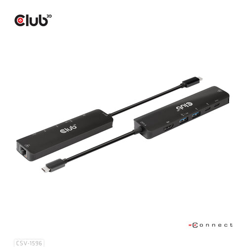 CLUB3D USB Gen1 Type-C, 6-in-1 Hub with HDMI 8K30Hz, 2xUSB Type-A, RJ45 and 2xUSB Type-C, Data and PD charging 100 watt