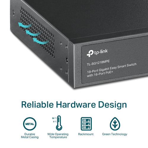 TP-Link 18-Port Gigabit Easy Smart PoE Switch with 16-Port PoE+
