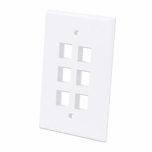 Intellinet 6-Outlet Oversized Keystone Wall Plate, White