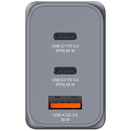 Verbatim GNC-65 GaN Charger 65W with 2 x USB-C PD 65W / 1 x USB-A QC 3.0 (EU/UK/US)