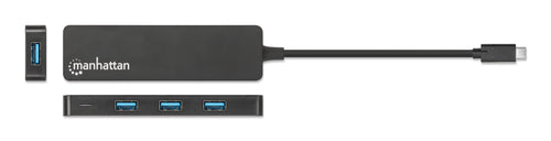 Manhattan USB-C Dock/Hub, Ports (4): USB-A (x4), 5 Gbps (USB 3.2 Gen1 aka USB 3.0), USB powered (no external power supply required), Equivalent to HB30CM4AB