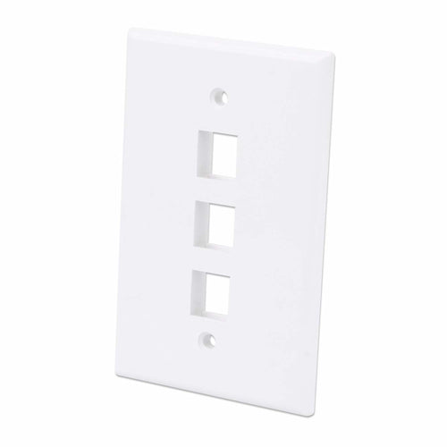 Intellinet 3-Outlet Oversized Keystone Wall Plate, White