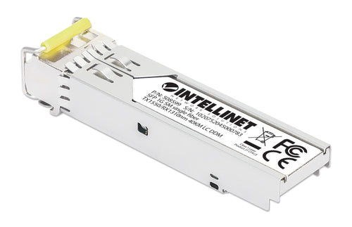 Intellinet Gigabit Fiber WDM Bi-Directional SFP Optical Transceiver Module 1000Base-BX-D (LC) Single-Mode Port, 40 km (25 mi.), BiDi WDM (RX1310/TX1550), MSA-compliant for Maximum Compatibility, Silver