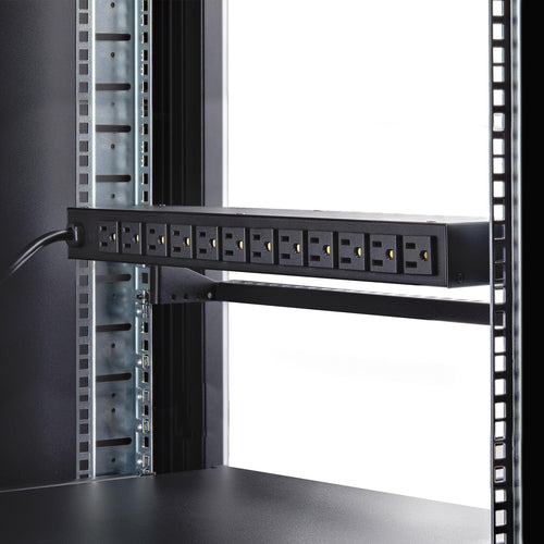 StarTech.com 16-Outlet Horizontal Rack Mount Metered PDU, 1U Server Power Strip w/Surge Protector, 125V/15A, 8ft (2.4m) Power Cable, Power Distribution Unit, TAA