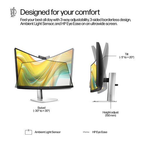 HP Series 5 Pro 34 inch WQHD USB-C Conferencing Monitor - 534pm