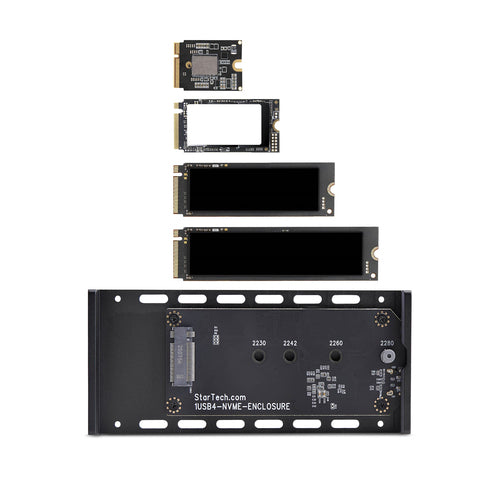StarTech.com USB4 M.2 NVMe Enclosure, 40Gbps, External USB-C/Thunderbolt NVMe SSD Enclosure, Aluminum Heatsink Case, B+M/M-Key