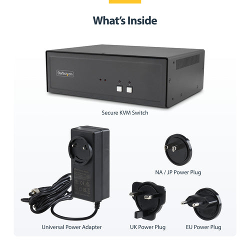 StarTech.com Secure 2-Port KVM Switch, DVI, NIAP 4.0 Desktop KVM, Metal Housing, CAC Port, Made in the USA