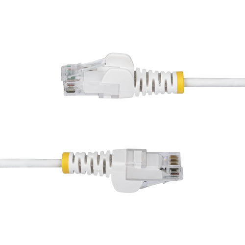 StarTech.com 4ft White Slim CAT6 Ethernet Cable, Snagless, 100W PoE, UTP, LSZH, 28AWG Pure Bare Copper Wire, Slim RJ45 Network Patch Cord w/Strain Reliefs, Individually Tested