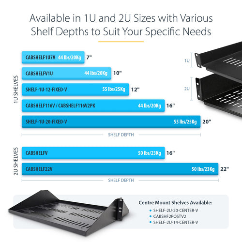 StarTech.com CABSHELF116V2PK rack accessory Rack shelf