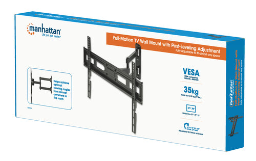 Manhattan Wall Mount for TV & Monitors (Full Motion), For screens 32" to 65", VESA compatibility: all between 100x100mm to 600x400mm - check the dimensions of the four mounting holes on back of screen to ensure it fits, Max 35kg, Black, Bracket, Lifetime