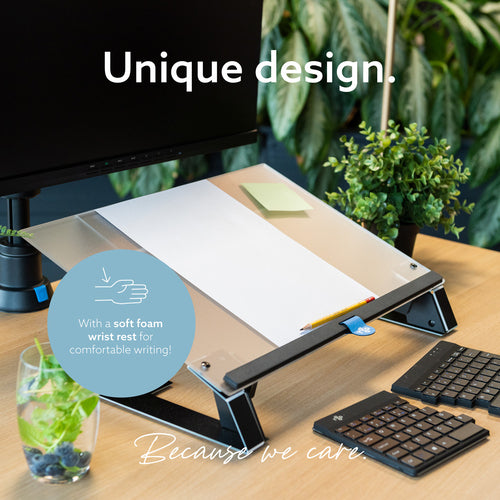 R-Go Tools Document holder R-Go Read2Write, suitable for reading and writing, ergonomic, with soft foam wrist rest, matt acrylic