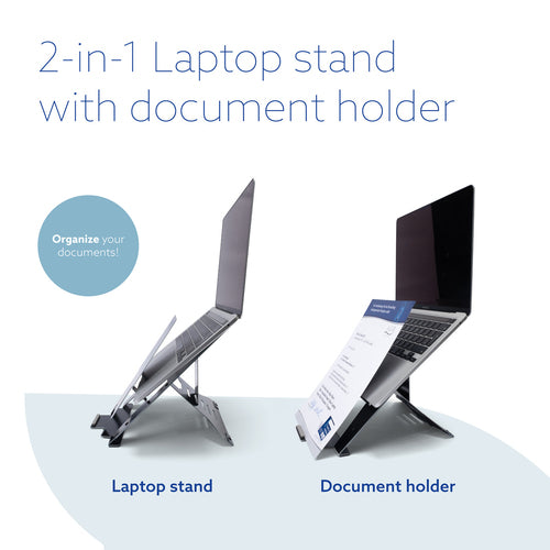 R-Go Tools Laptop stand R-Go Riser Document, ergonomic, foldable and adjustable stand with document holder, black