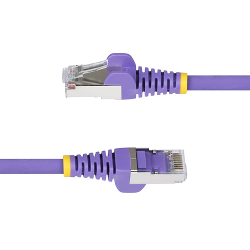 StarTech.com 6in Purple CAT6a Ethernet Cable, Snagless RJ45, 10GbE, 100W PoE++, S/FTP, LSZH, 27AWG Pure Bare Copper Wire, 500MHz, Shielded Network Patch Cord w/Strain Reliefs, Individually Tested/ETL Verified
