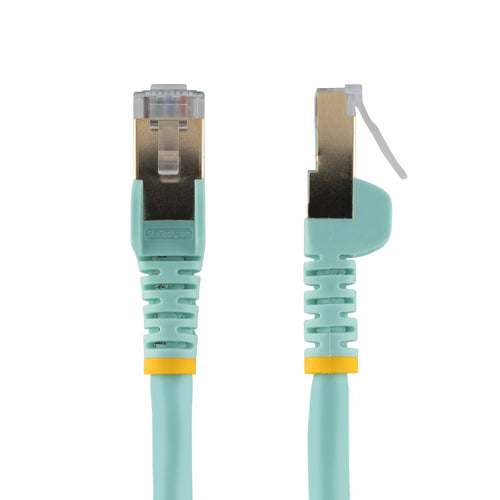 StarTech.com 14ft CAT6a Ethernet Cable - 10 Gigabit Shielded Snagless RJ45 100W PoE Patch Cord - 10GbE STP Network Cable w/Strain Relief - Aqua Individually Tested/Wiring is UL Certified/TIA