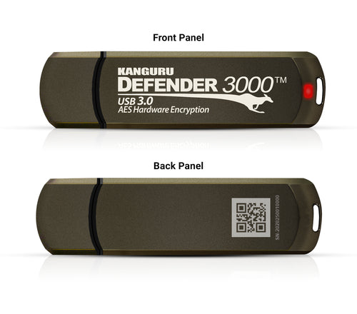 iStorage Kanguru Defender 3000™ SuperSpeed USB 3.0 32 GB| Secure Flash Drive | FIPS 140-3 Level 3 pending, FIPS 140-2 Level 3 Certified | AES-XTS 256-bit Hardware Encryption | TAA Compliant|