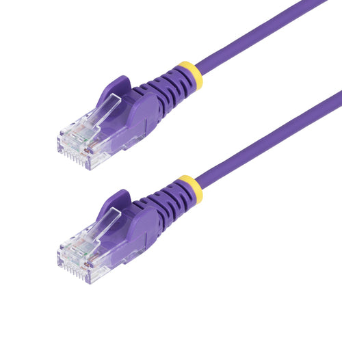 StarTech.com 4ft Purple Slim CAT6 Ethernet Cable, Snagless, 100W PoE, UTP, LSZH, 28AWG Pure Bare Copper Wire, Slim RJ45 Network Patch Cord w/Strain Reliefs, Individually Tested