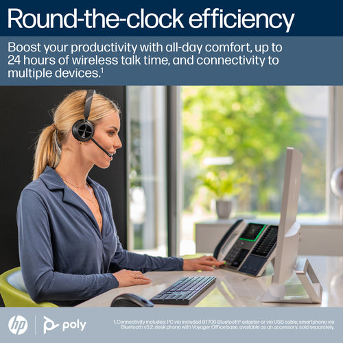 HP Poly Voyager 4310 Microsoft Teams Certified Headset +BT700 dongle +Charging Stand