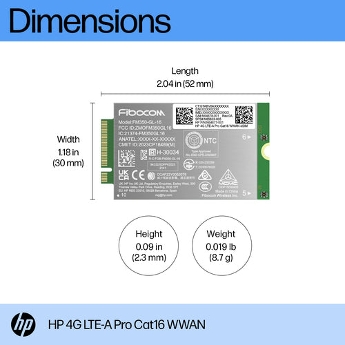 HP 4G LTE-A Pro Cat16 WWAN interface cards/adapter