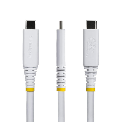StarTech.com 1.5ft (45cm) USB4 Cable, 40Gbps, USB-IF Certified USB-C Cable, 240W PD, 8K 60Hz/4K 240Hz DP2.1 DP40, TPE Jacket, Thunderbolt 4 Compatible - White USB-C Cord