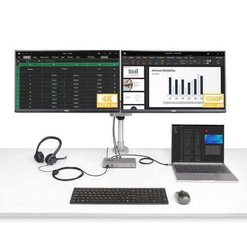 StarTech.com Dual-Monitor USB-C Docking Station, DisplayPort & HDMI or VGA, Multi Monitor Dock up to 4K 60Hz - USB 3.2/3.1 (5Gbps) Type-C Dock - 7x USB Hub, 85W PD, Windows & ChromeOS