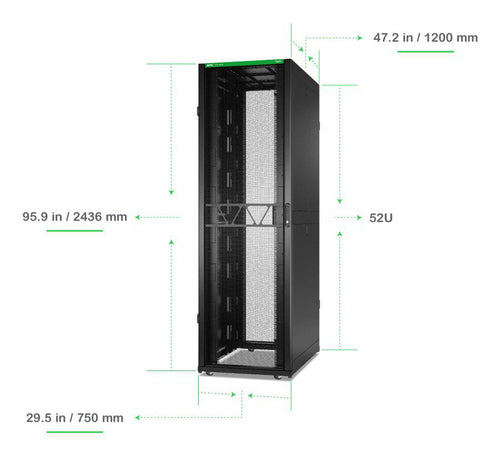 APC NetShelter SX, Server Rack Enclosure, Gen 2, 52U, 2436H x 750W x 1200D mm, with Sides, Black