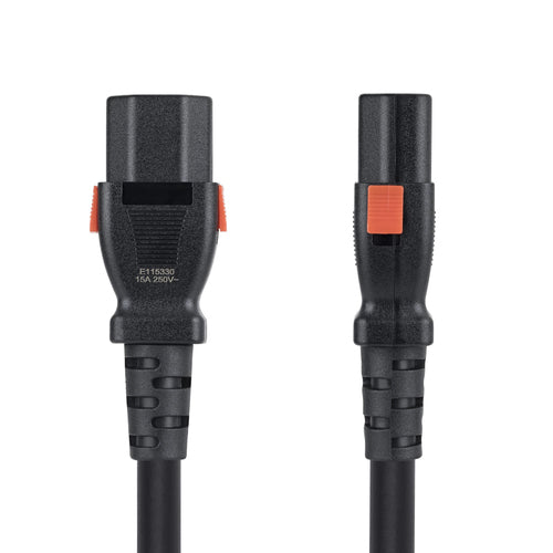StarTech.com 10ft (3m) Heavy Duty Power Extension Cord, Locking C14 to Locking C13, PDU Power Cord, 15A 250V, 14AWG, AC Power Cable Extension, TAA Compliant, UL Listed