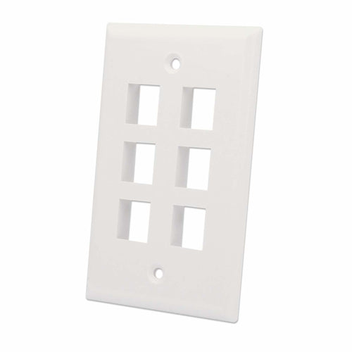Intellinet 6-Outlet Keystone Wall Plate, Ivory