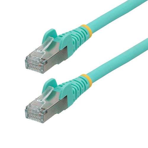 StarTech.com 1ft CAT6a Ethernet Cable - Aqua - Low Smoke Zero Halogen (LSZH) - 10GbE 500MHz 100W PoE++ Snagless RJ-45 w/Strain Reliefs S/FTP Network Patch Cord