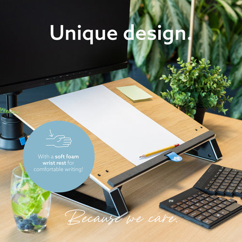 R-Go Tools Document holder R-Go Read2Write, suitable for reading and writing, ergonomic, with soft foam wrist rest, oak wood