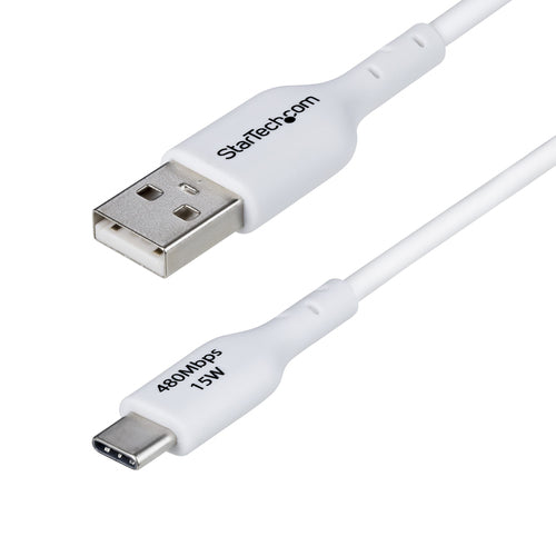StarTech.com 3ft (91cm) USB-A to USB-C Charging Cable, Charge & Sync, 3A, USB 2.0, TPE Jacket - White USB Charging Cord