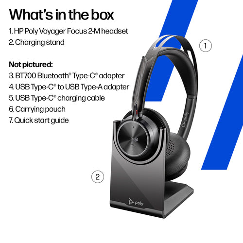 HP Poly Voyager Focus 2-M USB-C-C Headset USB-C/A Adapter Charging Stand Customer Special 1