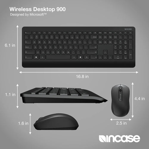 Incase Wireless Desktop 900 keyboard Mouse included Office RF Wireless QWERTY English Black