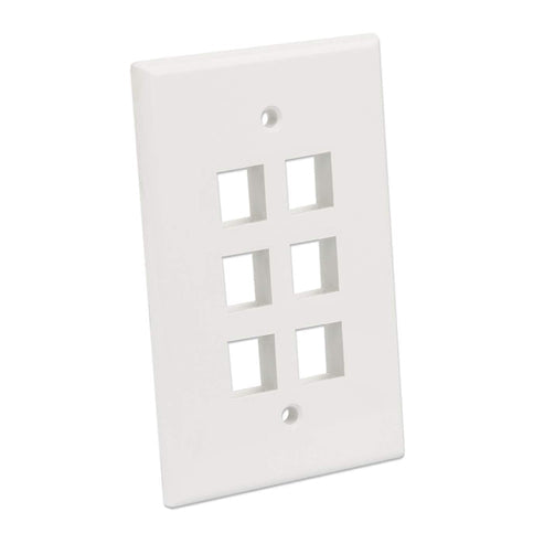 Intellinet 6-Outlet Oversized Keystone Wall Plate, Ivory