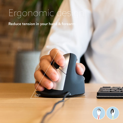 R-Go Tools Ergonomic mouse R-Go HE Break with break software, large (hand size ≥ 185 mm), right-handed, Wired, black