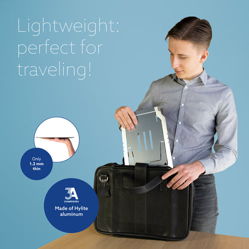 R-Go Tools Laptop holder R-Go Riser Basic, foldable and adjustable laptop riser, aluminum, silver