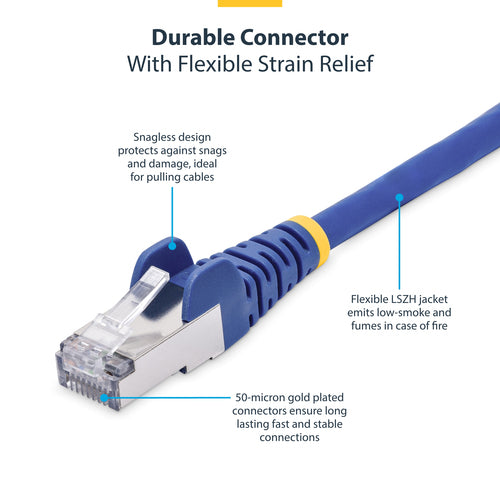 StarTech.com 3ft Blue CAT8 Ethernet Cable, Snagless RJ45, 25G/40G, 2000MHz, 100W PoE++, S/FTP, 26AWG Pure Bare Copper Wire, LSZH, Shielded Network Patch Cord w/Strain Reliefs, Individually Tested
