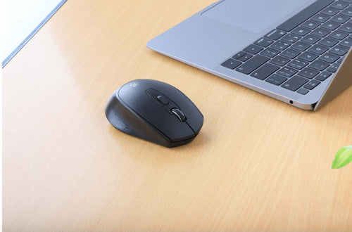 Manhattan MW6020 Wireless Mouse, Black, Adjustable 800/1200/1600dpi via top-mount push-button control, 2.4Ghz (effective range up to 10m), USB, Optical, Ambidextrous, Six Button with Scroll Wheel, USB-A nano receiver, AA battery (included)