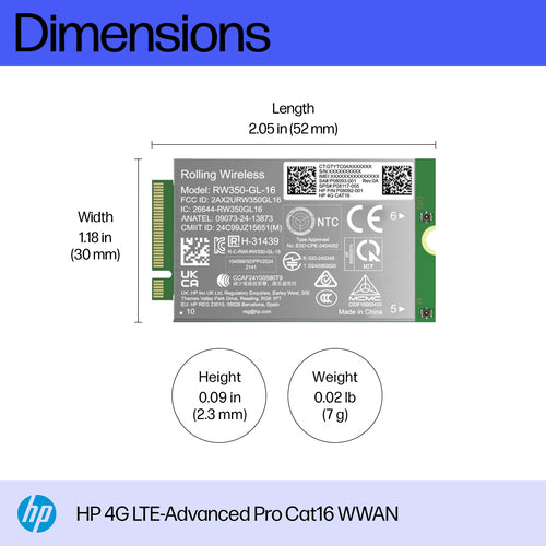 HP 4G LTE-Advanced Pro Cat16 WWAN interface cards/adapter