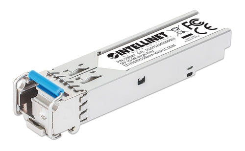 Intellinet Gigabit Fiber WDM Bi-Directional SFP Optical Transceiver Module 1000Base-BX-U (LC) Single-Mode Port, 40 km (25 mi.), BiDi WDM (RX1550/TX1310), MSA-compliant for Maximum Compatibility, Silver