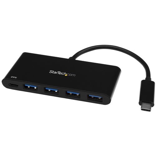StarTech.com 4 Port USB C Hub with 4 USB Type-A Ports (USB 3.0 SuperSpeed 5Gbps) - 60W Power Delivery Passthrough Charging - USB 3.1 Gen 1/USB 3.2 Gen 1 Laptop Hub Adapter - MacBook, Dell~4 Port USB C Hub with 4 USB Type-A Ports (USB 3.0 SuperSpeed