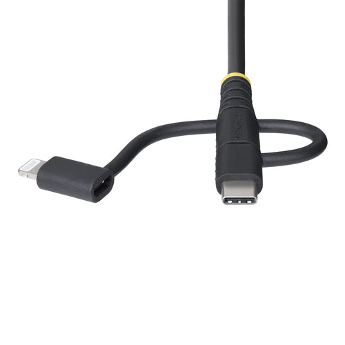 StarTech.com 3.3ft (1m) Rugged USB Multi Charging Cable, USB to Lightning/Micro-USB/Type-C, Apple MFi Certified, Aramid Jacket, Universal 3-in-1 USB Charger Cord for iPhone/iPad/Android