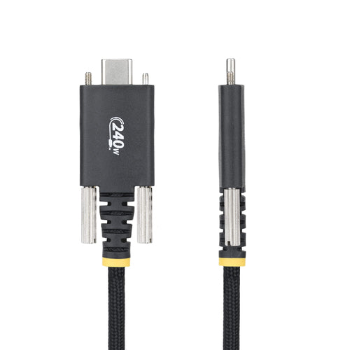 StarTech.com 6.6ft (2m) USB-C Charging Cable, Side Screw Locking, 240W (5A) PD EPR, Dual-Layer Silicone/Braided Jacket, USB 2.0 Laptop Charger Cable, USB-IF Certified, Rugged USB-C Charging Cord