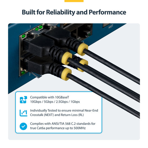 StarTech.com 3ft Black Ultra Slim CAT6a Ethernet Cable, Snagless, UTP, Pure Bare Copper Wire, 34AWG Slim RJ45 Network Patch Cord, Individually Tested